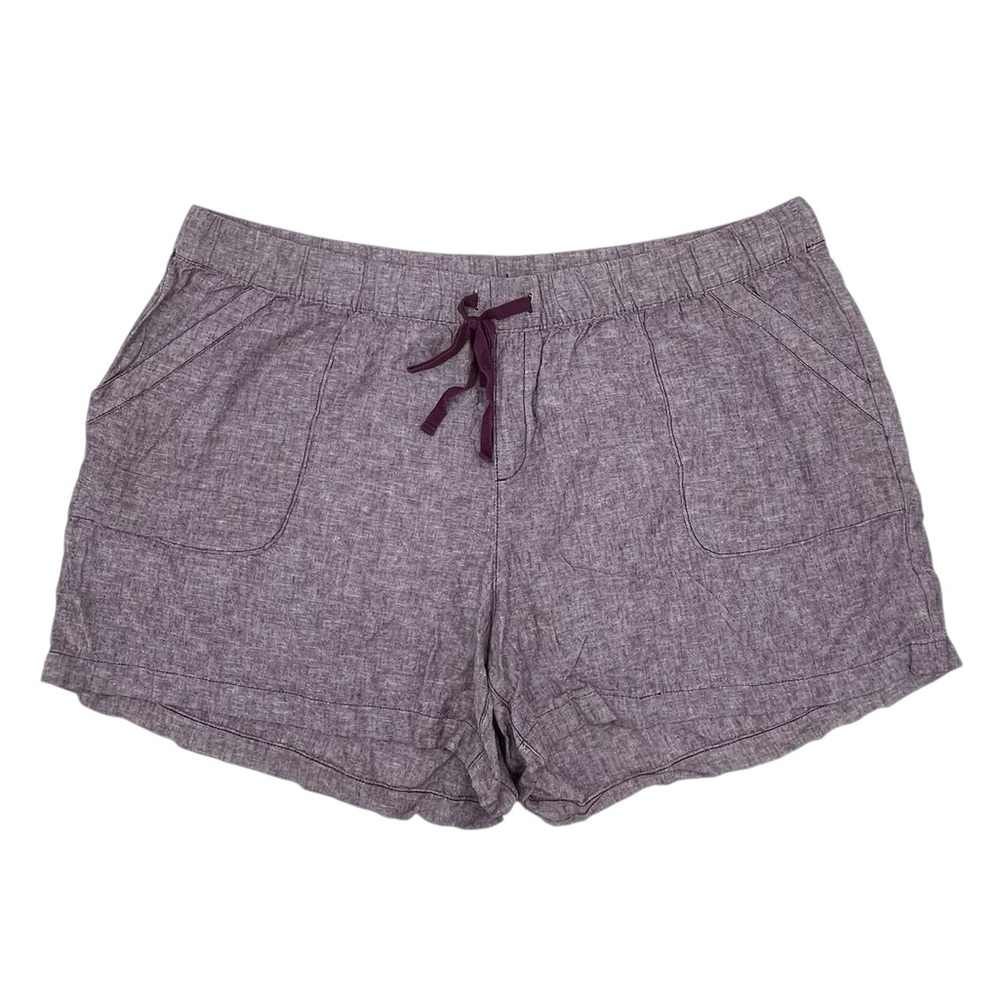 Lane Bryant Linen Blend Shorts Women's Plus Size 26/28 Purple Wine Drawstring